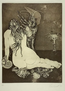 Aquatint Etching Dietrich Schuchardt Signed 1975 Erotic Nude Limited 3/70 - Picture 1 of 7