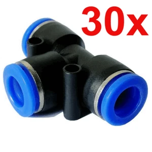 30PACK Tube 10mm 3/8" Tee Union Pneumatic Push Connector Air Line Fittings - Picture 1 of 6