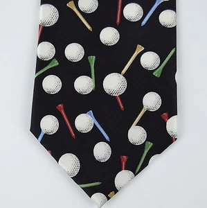 Golf Balls Colorful Tees 100% Silk Neck Tie Parquet Sports Novelty 57 x 4" Wide - Picture 1 of 1