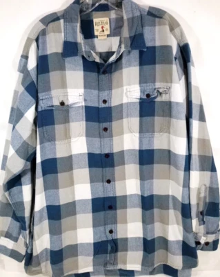 RedHead-Mens Long Sleeve Button Down Flannel Shirt-2XLT XXL Tall-Blue-100% Cottn - Image 1 of 4