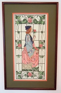 GATHER YE ROSEBUDS WHILE YE MAY FINISHED CROSS STITCH w/PROFESSIONAL FRAME - Picture 1 of 12