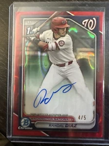 MAKE OFFER 2024 Bowman Draft Chrome Red Lava Randal Diaz 4/5 SSP RC MT - Picture 1 of 8