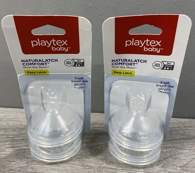 Playtex Naturalatch Comfort Nipples 3m+ - TWO PACKS of 2 (4 total) - BRAND NEW - Image 1 of 2
