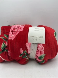 Schwelle Überwurf Decke rot mit rosa Blumen 50 x 60 Zoll - Bild 1 von 4
