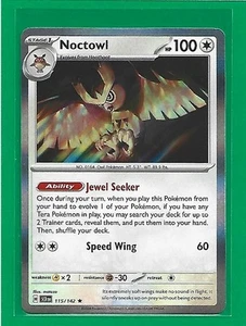 Pokémon TCG SV-Stellar Crown Noctowl #115/142 Holo Rare - Picture 1 of 2