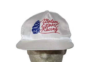 Vintage White Satin Molson Export Racing Snapback Hat Cap Adjustable - Picture 1 of 7