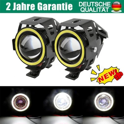 2X Motorrad LED Lampe Zusatzscheinwerfer Scheinwerfer Spot Fog Lampe & Schalter - Bild 1 von 4