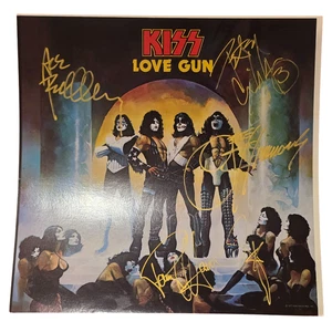 Ace Frehley Kiss signed Promo Flat Love Gun Aucoin by 4 musicians - Picture 1 of 3