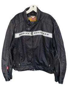 Harley Davidson Black Grey Jacket Size Med Men w/ Elbow Pads RN-103819 - Picture 1 of 11