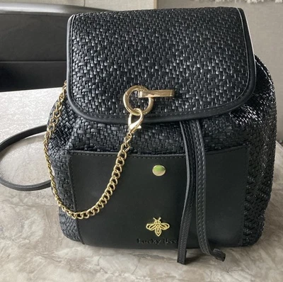 Lucky Bees Women's Black Straw Large Back Bag~Sweet! - Image 1 of 4