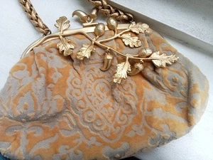 Roberto Cavalli Divine Brocade Evening Clutch Bag Gold Metal Embellished Detail - Picture 1 of 18