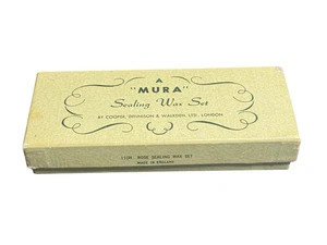 Vtg Mura Sealing Wax Set Rose Stamp Brass Seal England Complete Boxed Used - Picture 1 of 6