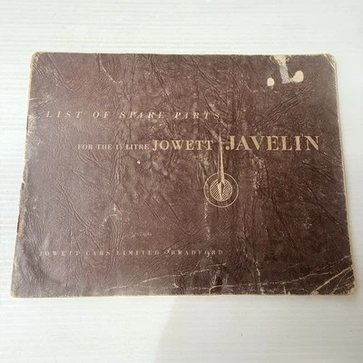 Vintage List Of Spare Parts For 1.5 Litre Jowett Javelin 1950 Standard & De-Luxe - image 1 of 4