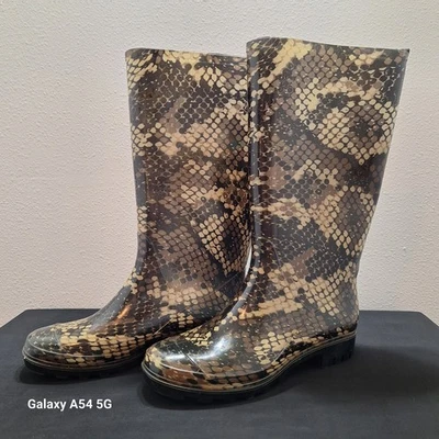 Botas de lluvia para mujer Capelli piel de serpiente diseño camuflaje talla 6 EE. UU./4UK/37 Europa Foto 1 de 4