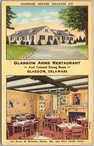NEWARK, Delaware Postcard GLASGOW ARMS RESTAURANT Route 40 / Curteich Linen - Picture 1 of 2