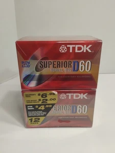 NEW TDK D60 Superior Normal Bias IEC 1/TYPE 1 Blank Cassette Tapes - 12 Pack - Picture 1 of 6