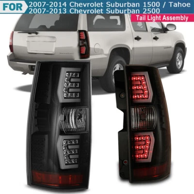 Taillights For 07-14 Chevrolet Suburban 1500 2500/Tahoe Rear Driving Lamps Black Foto 1 de 4