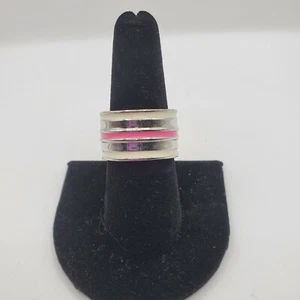 Lia Sophia FAST TRACK Ring w/ White & Pink on Silver Tone Sz-5 woman - Picture 1 of 3