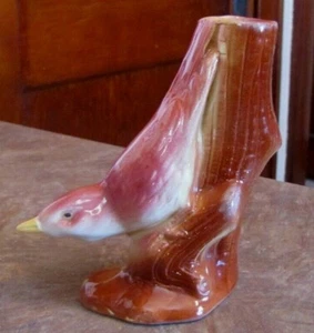 VASE FIGURINE OISEAU VINTAGE COLORÉ PEINT À LA MAIN ART POTERIE 5" - Photo 1/6