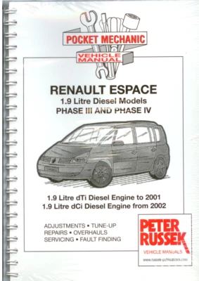 Manual Renault  Espace Phase III & IV 1.9 L Diesel A4 Spiral Bound Workshop - Imagen 1 de 4
