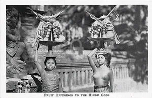 Fruit Offerings To The Hindu Gods Bali W. I. Nude Woman Postcard Copy - Bild 1 von 2