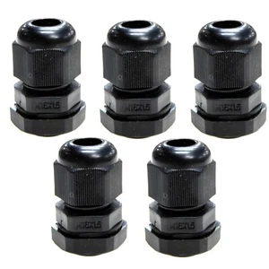 5 x 16mm Waterproof TRS Cable Glands with Nut IP68 M16 Black for Junction Box - Picture 1 of 3