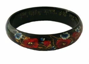 Bracelet en bois- Coquelicots- Bijoux Fantaisie Russes - Artiste Zarinova - Imagen 1 de 2