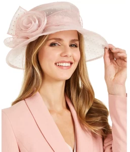 Josette gepunktete Microbrim Organza elegante Mütze hellrosa Einheitsgröße - Bild 1 von 6