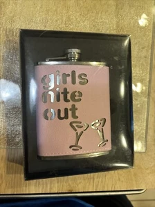 Liquor Flask Stainless Pink Leatherette Girls Night Out Cover Bey Berk New 6oz - Picture 1 of 2