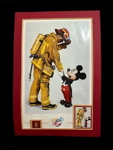 Disney Mickey Tribute To Firefighters Poster Print Charles Boyer 36"x24" & Pin - Picture 1 of 5