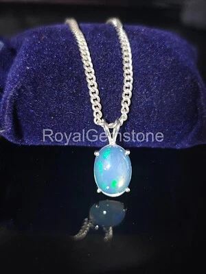 Naturale Etiope Opale Ciondolo, Argento Sterling Bianco Opale di Fuoco Collana - Immagine 1 di 3