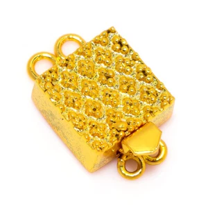 1 Pc 22X13X6mm Bali Box Clasp 2 Strand 18k Gold Plated Jewelry Making - Picture 1 of 1
