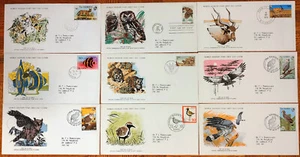 WORLDWIDE 1976-1979  WILDLIFE VERY FINE 9 x FDC + 9 CARD DIFERENT COUNTRY Set#16 - Imagen 1 de 2
