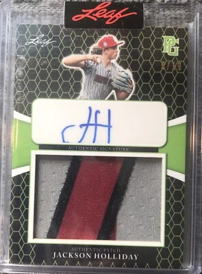 JACKSON HOLLIDAY RPA ⚾️#9/19⚾️ 2021 Perfect Game 3 Color GU Patch/AUTO ⚾️Orioles - Image 1 of 4
