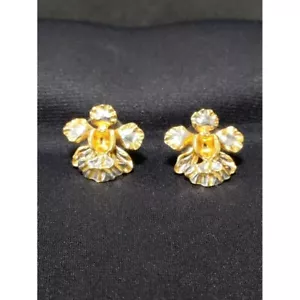 VTG RISIS Vanda Miss Joaquim Natural Orchid Onicidium Stud Earrings Gold Plated - Picture 1 of 5