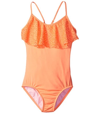 Camiseta sin mangas tropical Seafolly L130535 niñas traje de baño naranja melón talla 14 AUS Foto 1 de 2