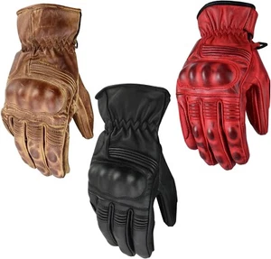 Motorrad Handschuhe Chopper Leder Biker Handschuhe Cafe Racer Biker Neu - Picture 1 of 14