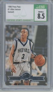 1996 Press Pass Allen Iverson SWISSSH CSG 8.5 NM/MT+