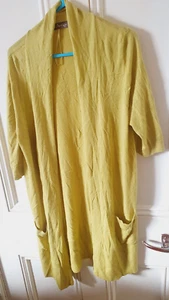 M&S PORTFOLIO GORGEOUS S/SLEEVE CARDIGAN WRAP TOP SIZE 16 PEAR COLOURED - Picture 1 of 4
