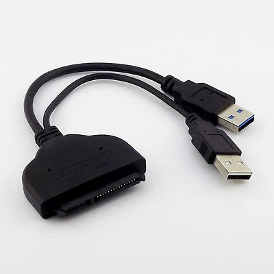 Hard Disk Drive SATA 2.5" 7+15 Pin 22Pin to USB 3.0 + USB 2.0 Data Adapter Cable - Image 1 of 4