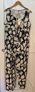Lucy & Yak Jumpsuit UK 18 Black White Sleeveless Retro Juni Boiler suit BNWT - Picture 1 of 4