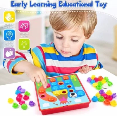 AMOSTING Mosaik Steckspiel, Steckspiel Kinder für 2, 3, 4 Jahre, Bunte