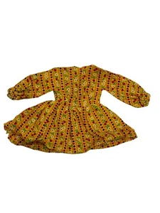Vintage 70s Barbie Brown Mod Tulip Floral Long Sleeve Country Dress - Picture 1 of 6