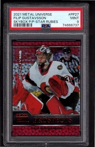 FILIP GUSTAVSSON 2021-22 Metal Skybox Premium Prospects Ruby Red #/50 PSA 9 RC - Picture 1 of 2
