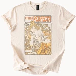 Camisa Art Nouveau Ciclos Perfecta Vintage Gráfico Ciclista Algodón Camiseta - Imagen 1 de 4
