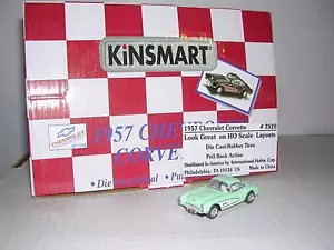 KINSMART #2520 1957 Chevrolet Corvette "Verde" pressofuso costruito 1/64 - Foto 1 di 1