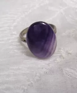 Vintage Estate Jewelry ~ Anello regolabile argento sterling pietra VIOLA ~ misura 7 - Foto 1 di 8
