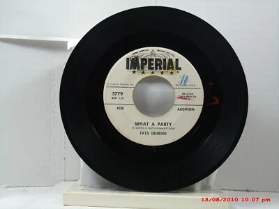 FATS DOMINO-(45)- WHITE LABEL AUDITION COPY  WHAT A PARTY / ROCKIN' BICYCLE-1961 - Image 1 of 2