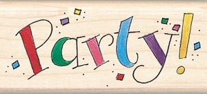 Party Mambi Inkadinkado Wood Stamp NEW invitation rubber mounted birthday event - Picture 1 of 1