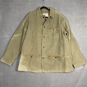 Orvis Mens Large Classic Collection Jacket Barn Chore Coat leather trim Olive - Picture 1 of 13
